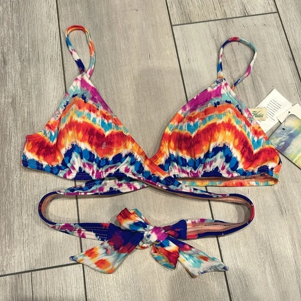 Hobie tie dye swim bikini top size small